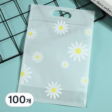 미미파티 감성 귀여운 구디백 손잡이 지퍼백 포장 봉투, 데이지꽃, 100개