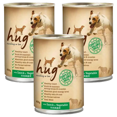 hug 哈格 全年齡犬 主食狗罐頭 400g, 羊肉 + 蔬菜, 3罐