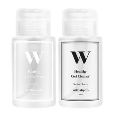 withshyan 美甲用Healthy大容量按壓式除膠劑 200ml+Healthy按壓式凝膠清潔液 200ml組, 1組