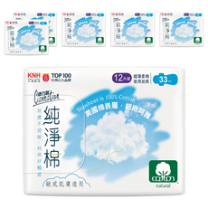 康乃馨 純淨棉超薄夜用加長衛生棉 護翼型 33cm, 12片, 夜用型, 6包