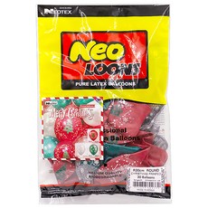 NEOTEX Neoloonz 聖誕印花氣球套組 3款 30入, 珍珠紅寶石紅, 珍珠銀, 珍珠祖母綠, 1套
