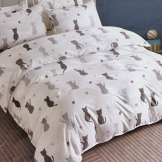 Blue Cat 藍貓 銀離子抗菌印花舒柔棉床包, 簡約貓咪, 6 x 6.2尺