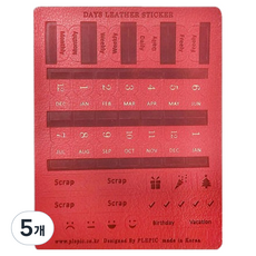 플레픽 데이즈 레더 인덱스 스티커 스트로베리 레드, 5개, 1개입