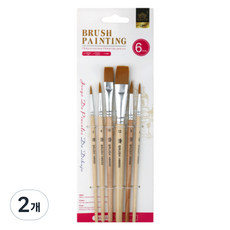 Ladelli 簡約畫家畫筆 原木色, 2個, 2號, 4號, 6號, 8號, 10號, 12號