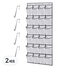 Market Plan 多用途帽架 多功能網眼口袋 24p + 掛勾 4p 套組, 2套, 白色