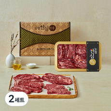농협안심한우 1등급 채반 구이 선물세트 1호 등심200g + 채끝150g + 갈비살450g + 살치150g + 부채150g, 2세트