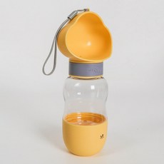 DING DONG PET 2合1寵物攜帶式飲水飼料瓶, 1個, 黃色