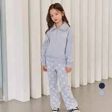 OWLEYBARN 女童秋季花朵大翻領上衣褲子套裝