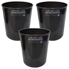 生活King 無蓋垃圾桶 6.8公升, 21.5 x 21.5 x 24cm, 炫光黑色, 3個