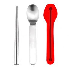 潔豹 健康316餐具組, 湯匙 + 筷子 + 矽膠套, 紅色, 1組