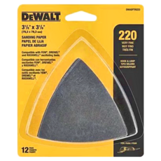 DEWALT 得偉 木材拋光用砂紙 220 Very Fine Hook & Loop, 79.3 x 79.3 mm, 12張