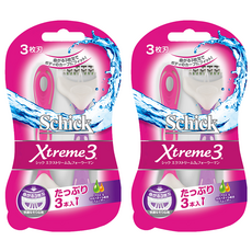 Schick 舒適牌 Xtreme3 熱情夏威夷仕女輕便刀 Set 3支, 彈性刀片, 雙重潤滑條, 防滑軟橡膠刀把, 2組