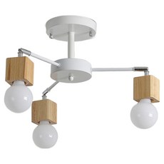 Honey Comb 北歐風半吸頂三燈 簡約設計 自然材質 營造溫馨舒適的居家氛圍, 1入, 原木