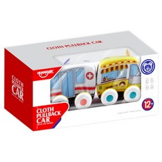 HUANGER 柔軟布質迴力車 救護車 甜甜圈車 2件組 huanhe0240, 混合顏色, 1個