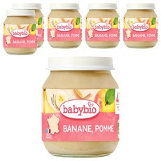 babybio 生機果泥 蘋果香蕉, 130g, 6罐