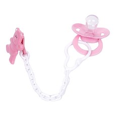 PUKU 藍色企鵝 大頭q夾式布質奶嘴鍊-粉,1入