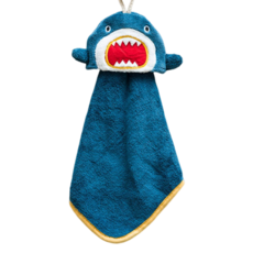 超細纖維 動物擦手巾-鯊魚, 1入, 藍色