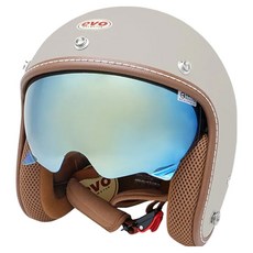 EVO 艾莉莎涼感系 內鏡復古騎士安全帽 附冰絲面罩, 芝麻奶