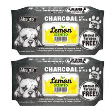 Absorb Plus 寵物活性碳濕紙巾 檸檬香, 80張, 2包