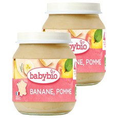 babybio 生機果泥 蘋果香蕉, 130g, 2罐
