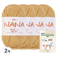 니뜨 나나 뜨개실 50g x 4p + 니팅맵 mini 세트, 2개, 10 머스터드