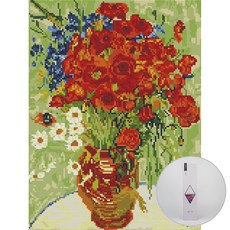 ARTJOY DIY 鑽石畫 30 x 40 cm, 紅色罌粟花與雛菊, 1個