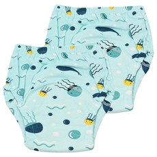 PUKU 藍色企鵝 棉柔學習尿布褲, 鯨魚 淺藍色, 2件