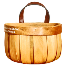 ROYALLIN 蘿林嚴選 竹製小掛籃 造型木製掛勾 皮把手, 小號(13.5 x 6cm), 1組, 單色