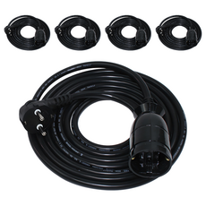 One Stop 高容量1孔電源延長線/多孔插座, 5m, 黑色, 5個