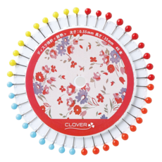Clover 可樂牌 CL22-723 耐熱珠針盤套裝 直徑0.55mm 長35mm, 紅色 + 黃色 + 藍色, 40支