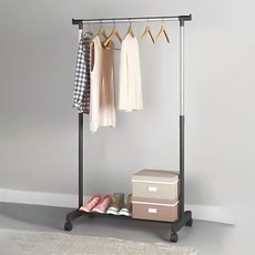 Apnalchangchang 堅固耐用衣架 組裝式更衣間整理架 1層移動式掛衣架, 銀色