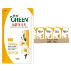 GREEN 綠的 抗菌沐浴乳補充包 洋甘菊精油, 700ml, 12包
