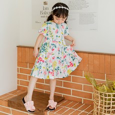 Lala Amang 女童款花卉圖案荷葉邊連身裙