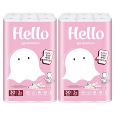 Hello Tissue 嬰兒爽身粉香天然紙漿3層衛生紙, 2套, 30張, 27m