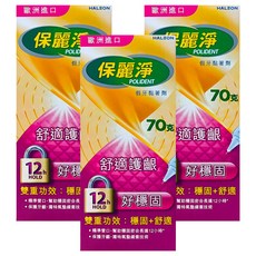POLIDENT 保麗淨 假牙黏著劑好穩固 舒適護齦 70g, 3盒
