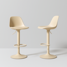 하비티 모던 파우더코팅 컴포트 발걸이형 홈바체어, 베이지, 2개