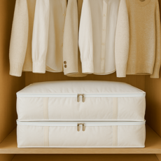 주앤지 패브릭 방수 이불 수납정리함, 오트밀, 2개