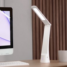 플랜룩스 폴디 무선 접이식 휴대용 LED 조명 책상 스탠드, 화이트