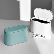 모나코올리브 라파스텔 심플 원터치 휴지통 2종 세트, 화이트, 민트