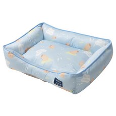 Dogfeet 極致涼感方形床 日本特殊新涼感加工技術 柔軟蓬鬆 舒適又好眠 L 84 x 60 x 12cm, 水豚藍, 1個