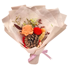 A-ONE 匯旺 松果焦糖索拉玫瑰花紅色大球花繡球花永生花束 乾燥花束 AE-FBQ25 30g, Y款 彩色