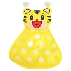 愛北鼻 浴室收納網袋 吸盤式壁掛玩具收納袋 寶寶洗澡玩具收納好幫手, 黃色老虎, 1個