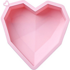 3D鑽石愛心矽膠模具 L號, 1個, 粉色的