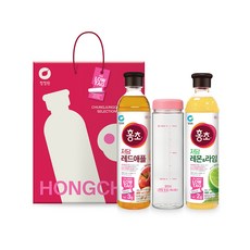 Hongcho 紅醋 低糖紅蘋果 900ml + 檸檬萊姆 900ml + 水瓶組, 1套, 1.8L