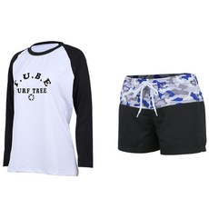 VENDIS 女款字母印花長袖防曬衣 M201+抽繩迷彩短褲 A165