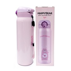 附掛繩彈蓋式保溫瓶, 粉紅色, 500ml, 1個