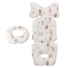 bebenuvo 印花嬰兒車坐墊+頸墊, 1組, 小熊兔子款