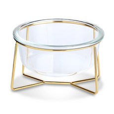 DING DONG PET 寵物系列玻璃透明餐具 1口 小型, 金色, 1個