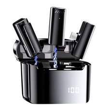ANTIAN 一拖二無線領夾麥克風 S13 數顯充電倉 適用於智慧型手機, XT-25, 黑色