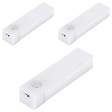 LED磁吸人體感應燈10cm USB充電, 暖光, 3個